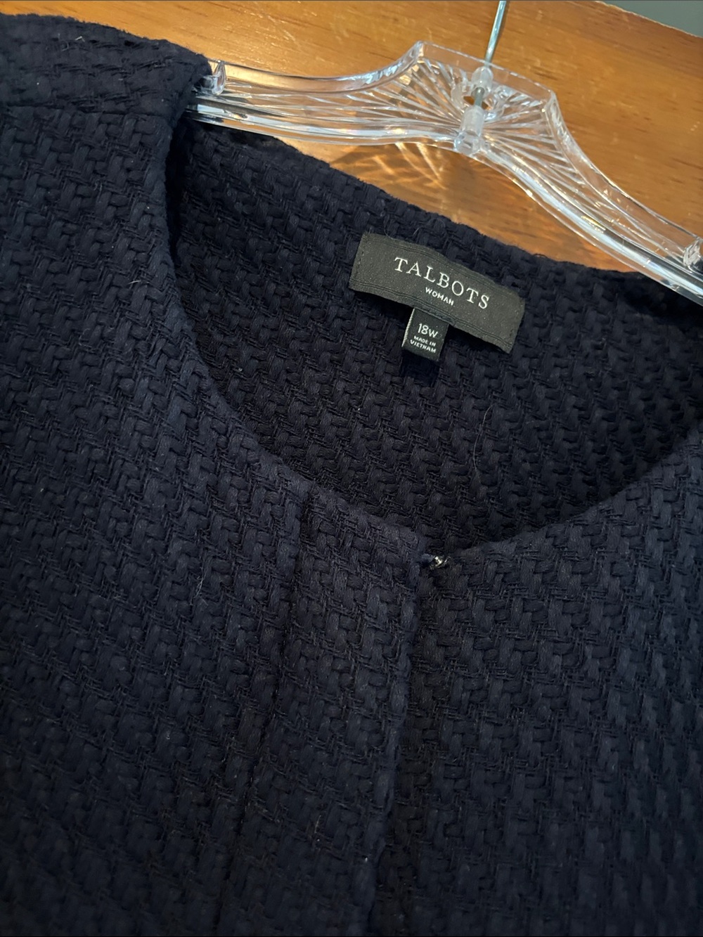Talbots Dark Navy Textured Open-Front Coat Jacket INSPIRED BY FRENCH SWING COAT - Picture 2 of 5